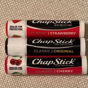 Chapstick Brand Sealed New in Tube Cherry, Strawberry and Original Flavor